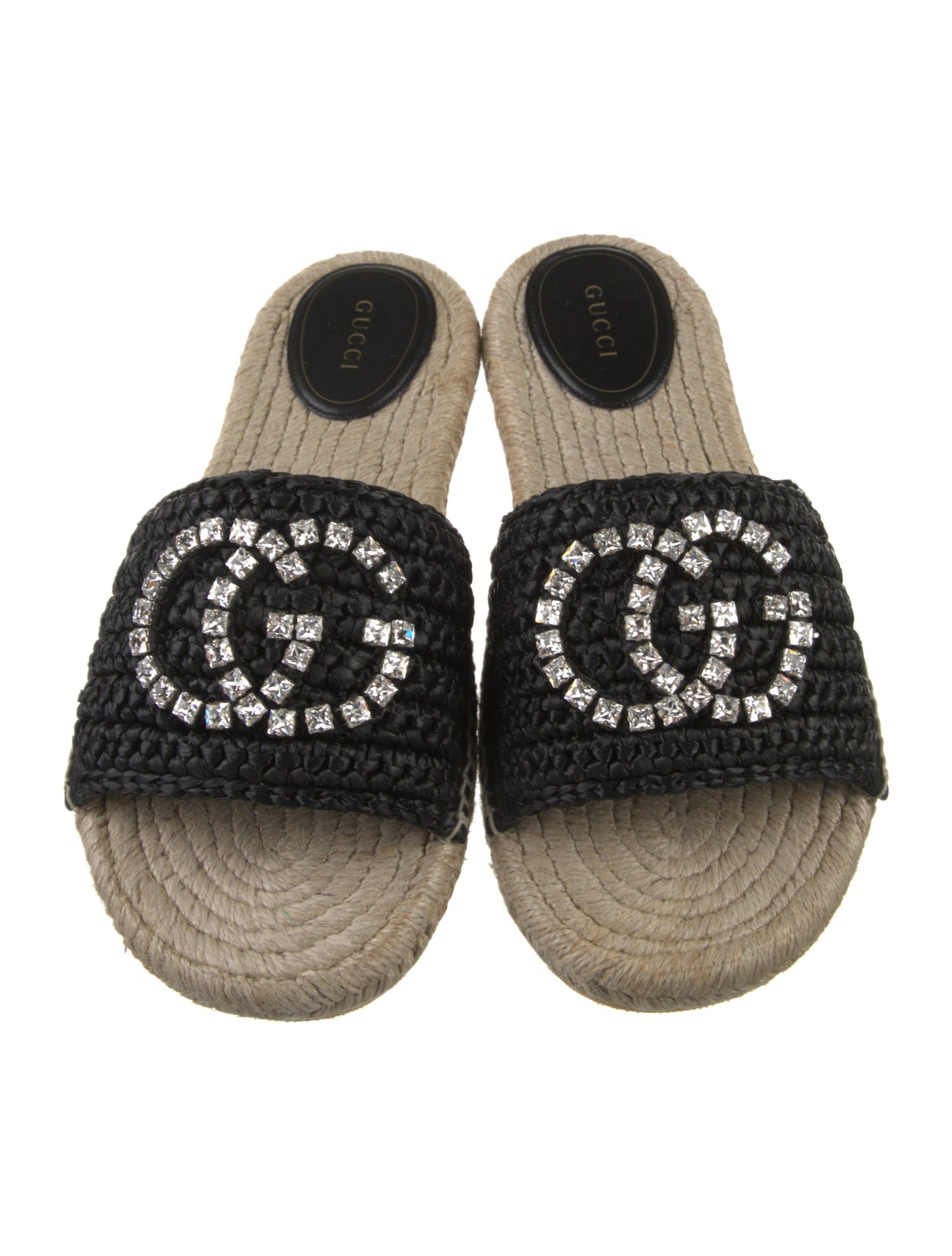 Gucci Double G Logo Straw Espadrilles
